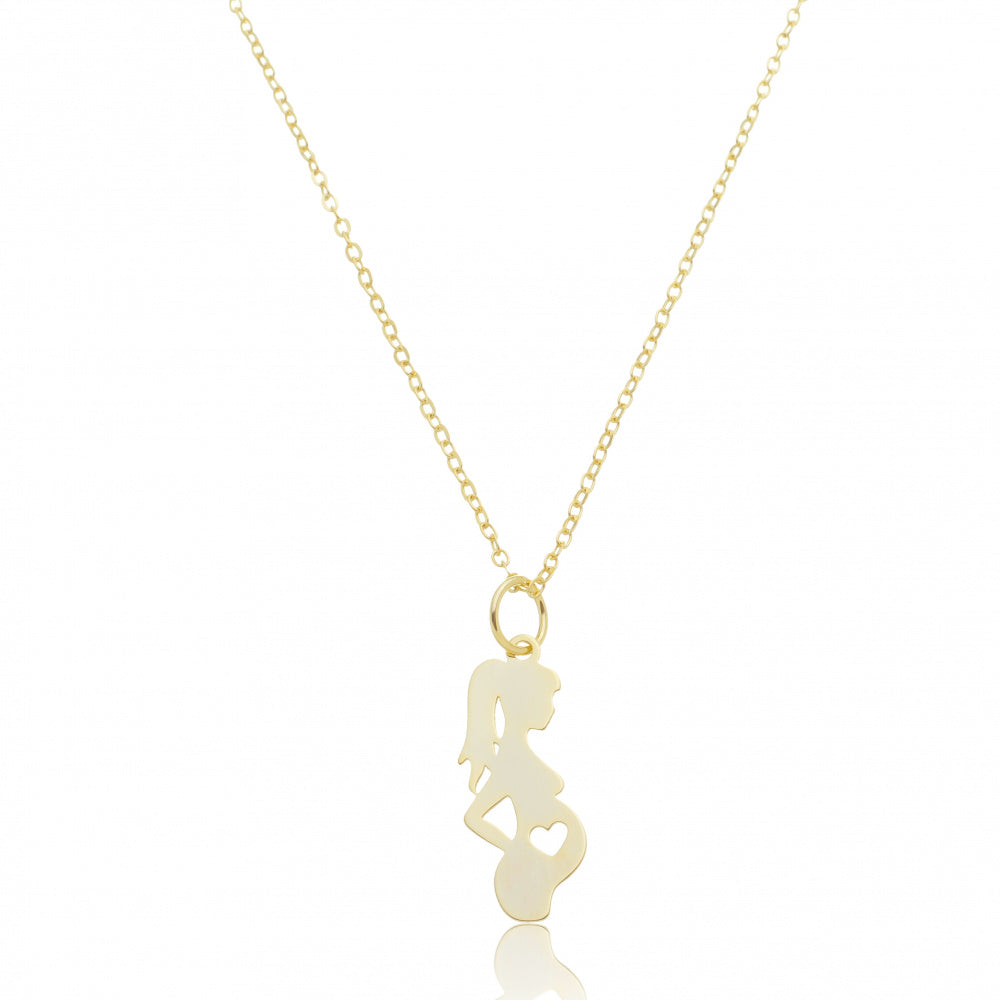 Colar Pingente Mãe Grávida Banhado a Ouro 18K