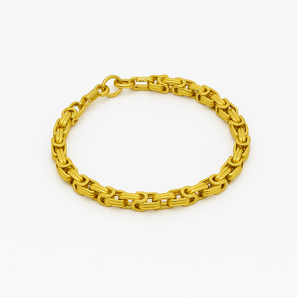 Pulseira Masculina Bizantino Banhado em Ouro 18K