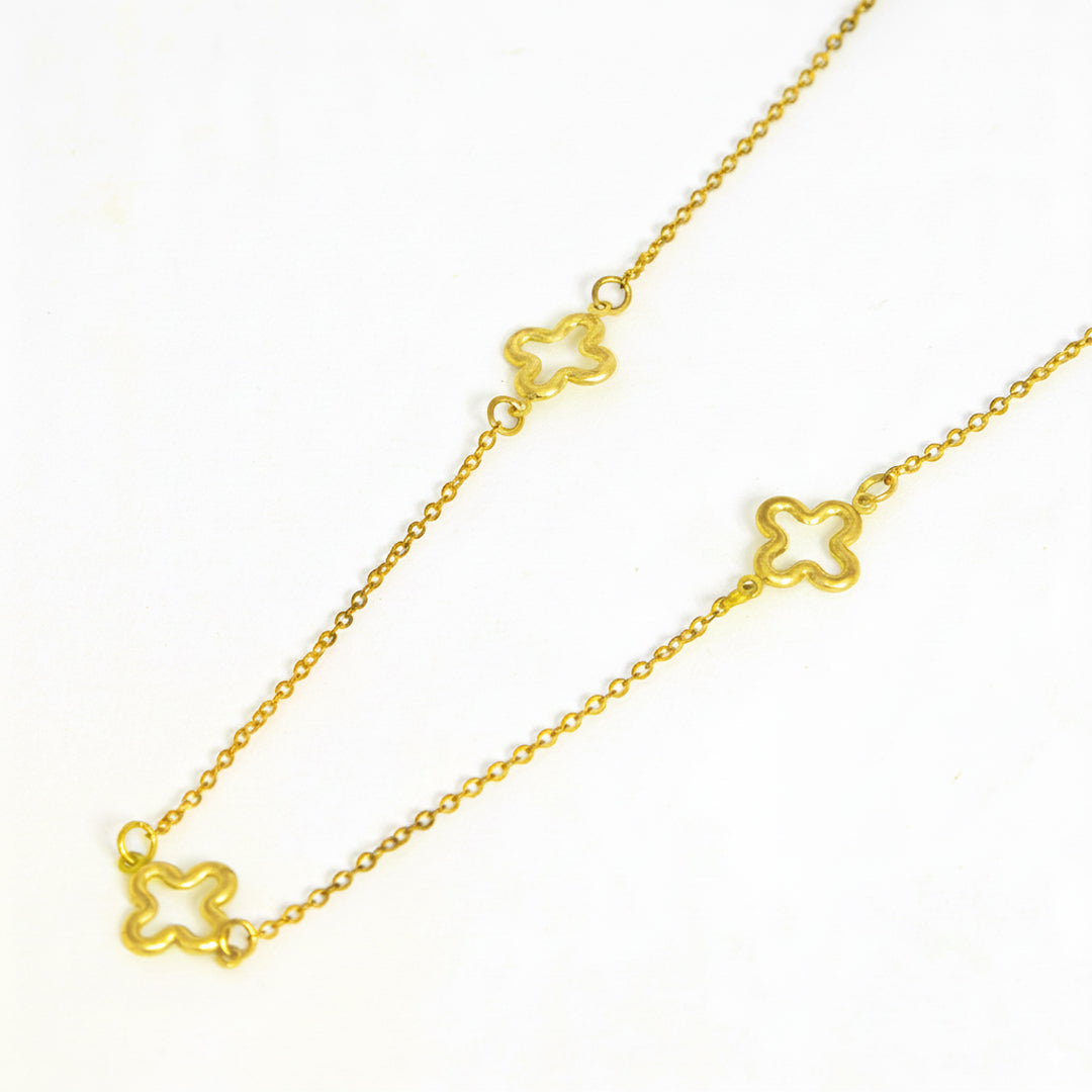 Colar 3 Trevos Vazados Banhados a Ouro 18K