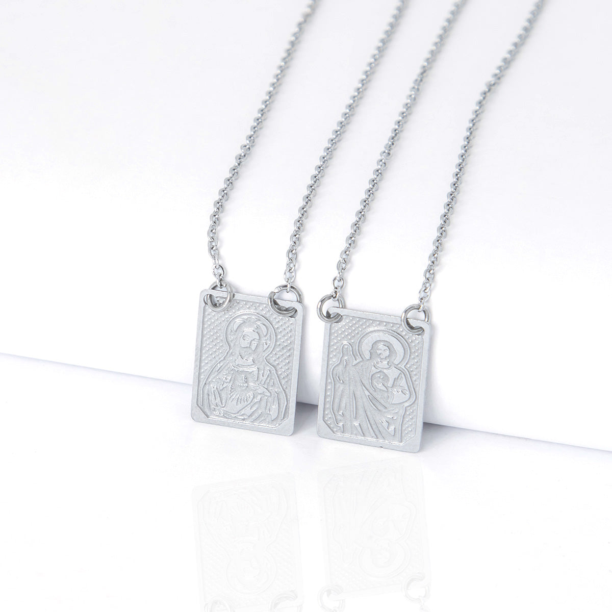 Escapulário Jesus Cristo e São Judas Tadeu De Aço Inox