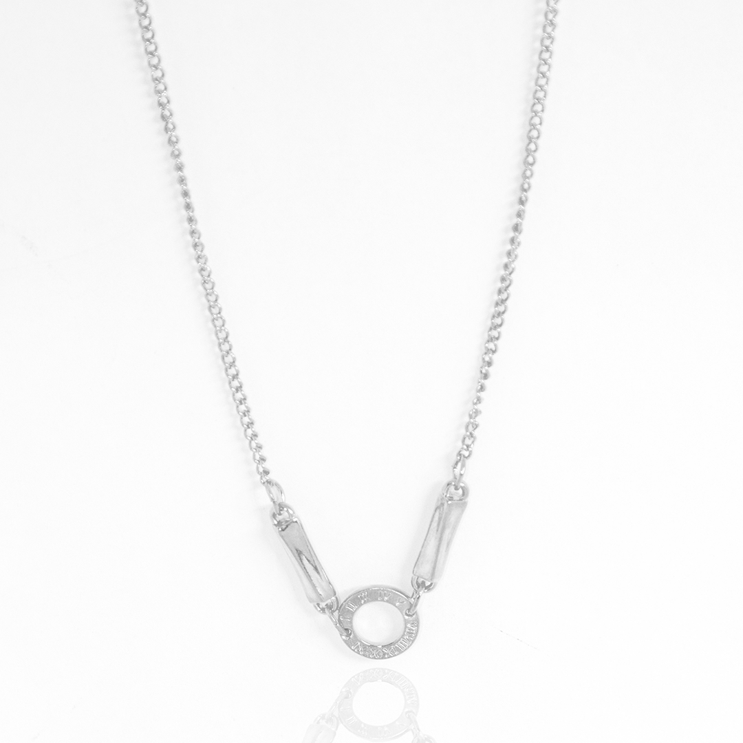 Colar Círculo Brilhante com Elos Metálicos Banhado