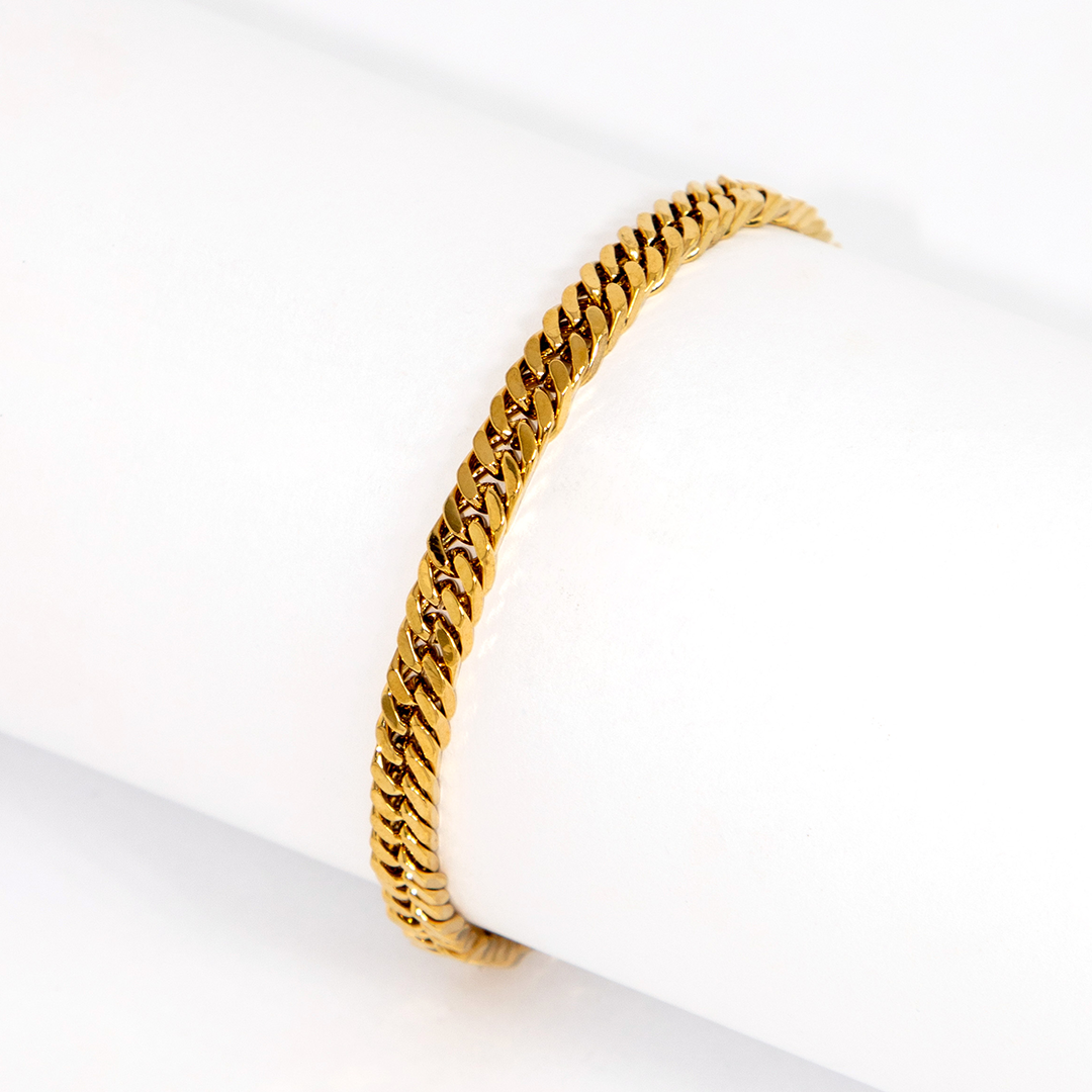 Pulseira Elo Duplo Grumet Banhado em Ouro 18K