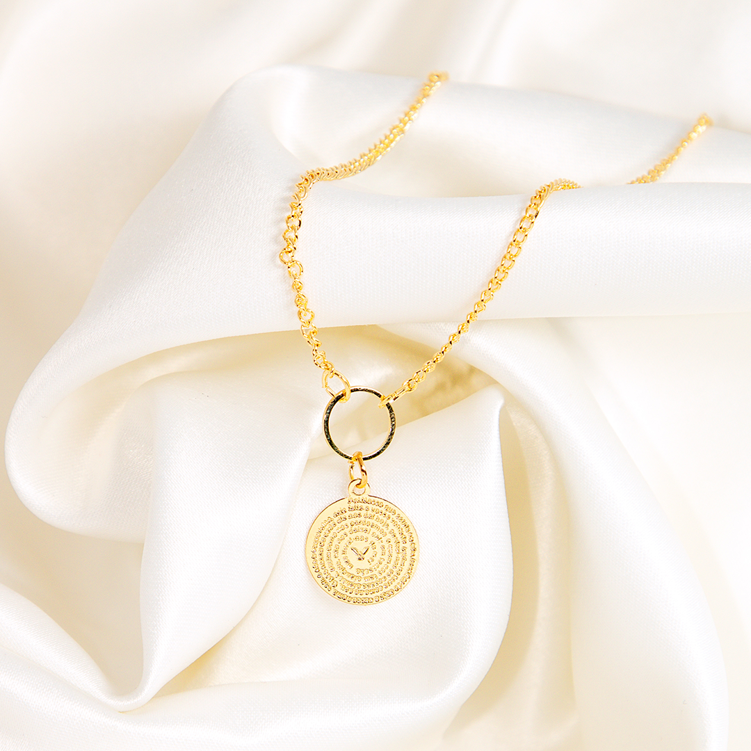 Colar Medalha De Nossa Senhora Banhada A Ouro