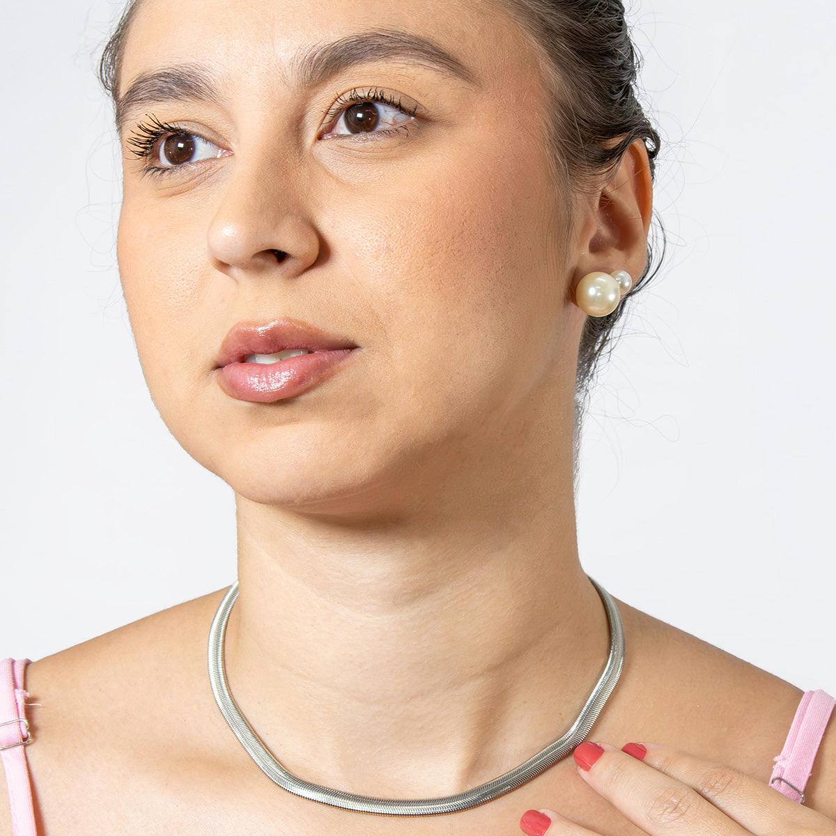 Brinco Pérola 10mm Pino Aço Inoxidável