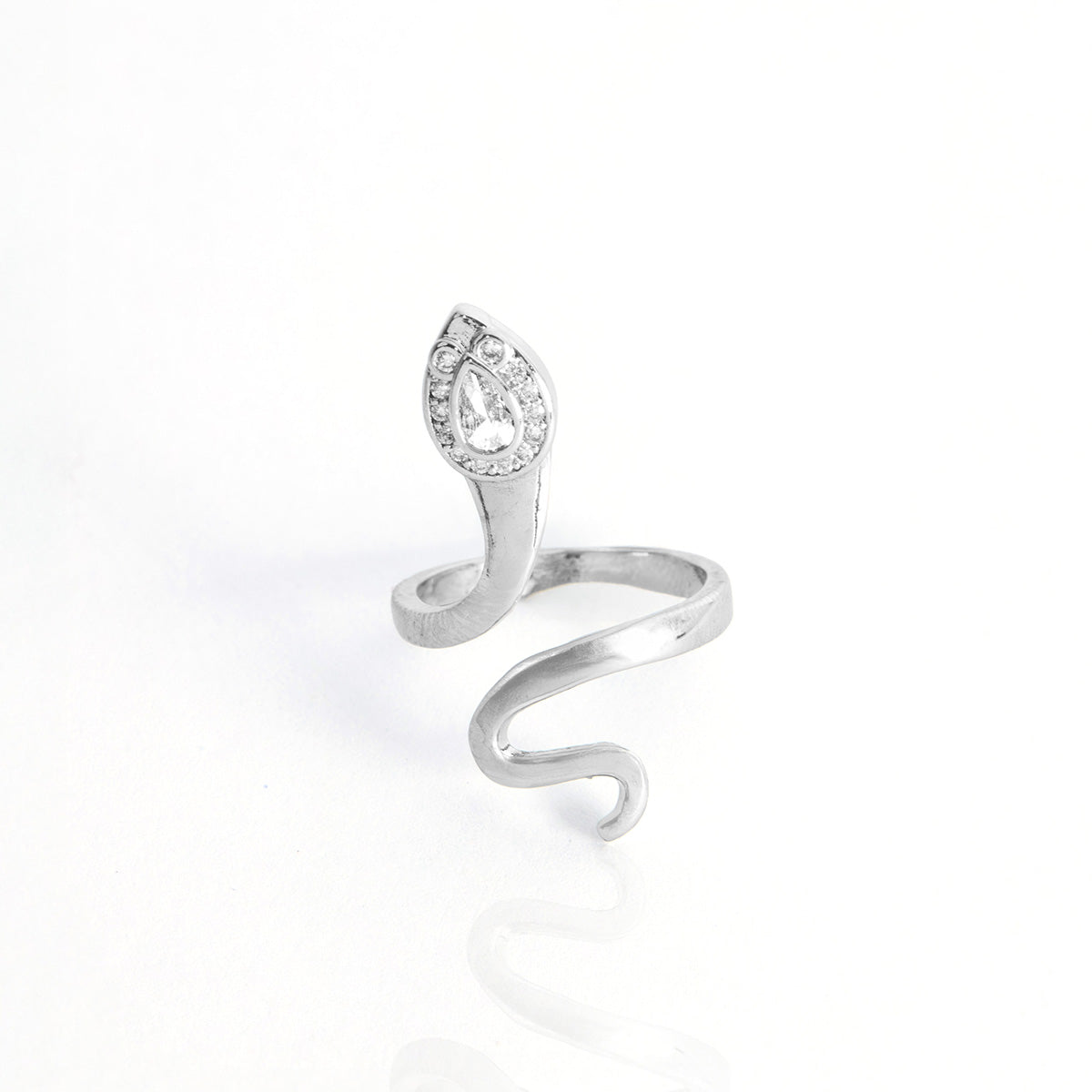 Anel Orgânico Regulável Snake Com Zircônias Cravejada