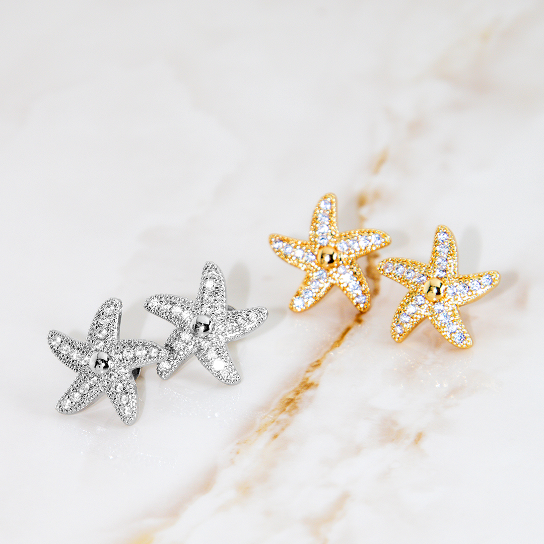 Brinco Estrela Do Mar Cravejado Banhado