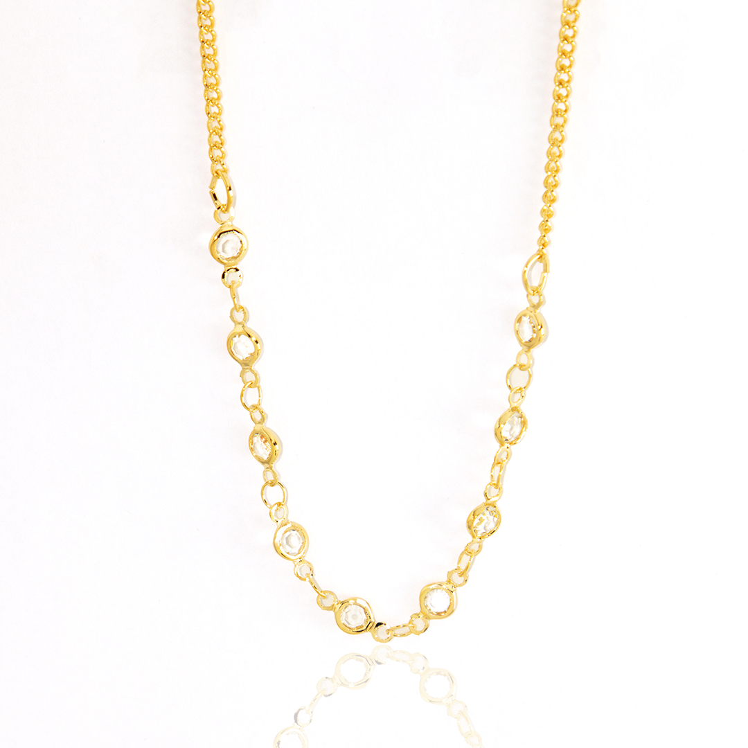 Colar Cristais Vazados Com Corrente Fina Banhado