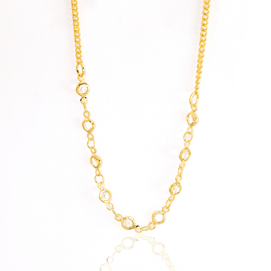 Colar Cristais Vazados Com Corrente Fina Banhado