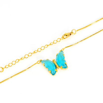 Conjunto Colar e Brinco Borboleta Turquesa