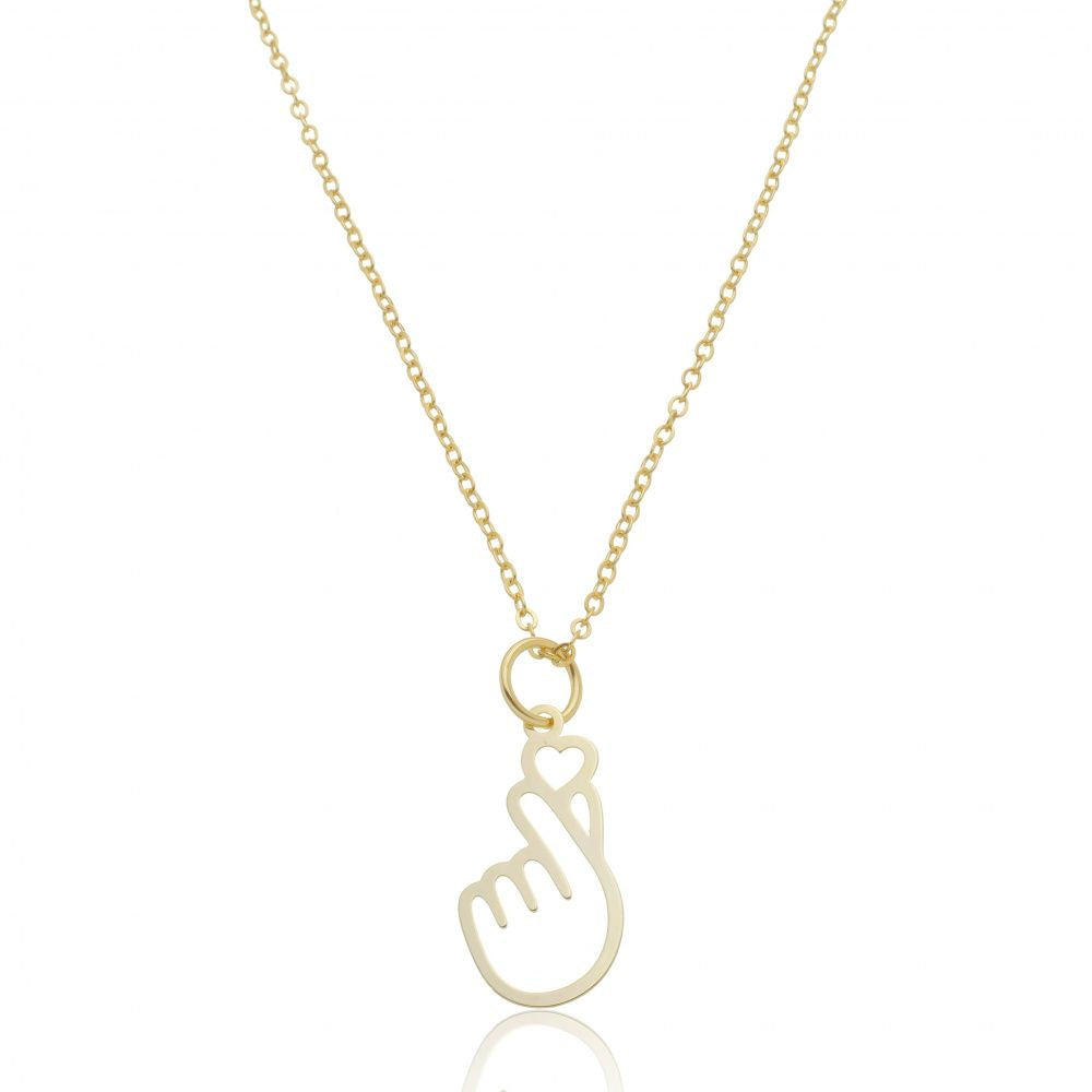 Colar Com pingente de Coração Coreano Banhado à Ouro 18k