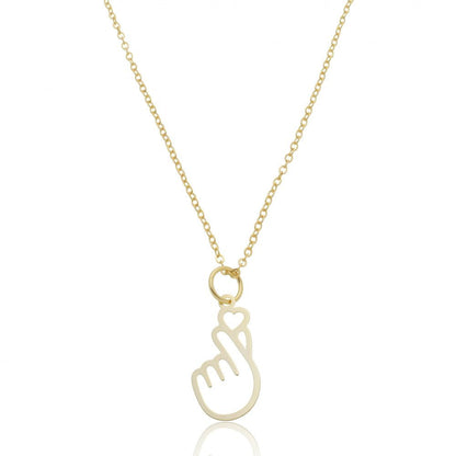 Colar Com pingente de Coração Coreano Banhado à Ouro 18k