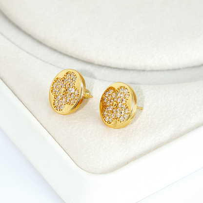 Brinco Medalha Trevo Banhado