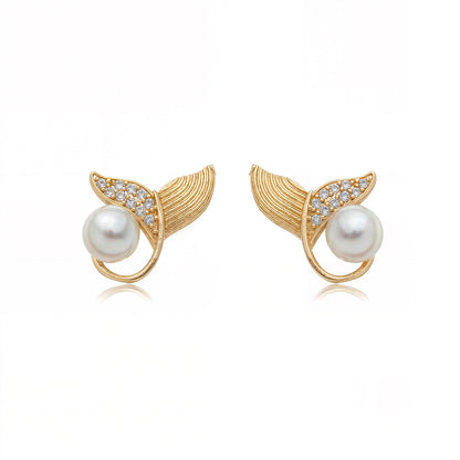 Brinco Pino Rabo de Sereia Cravejado em Zircônia e Pérola