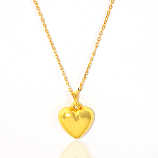 Colar com Pingente de Coração Grande Banhado a Ouro 18k