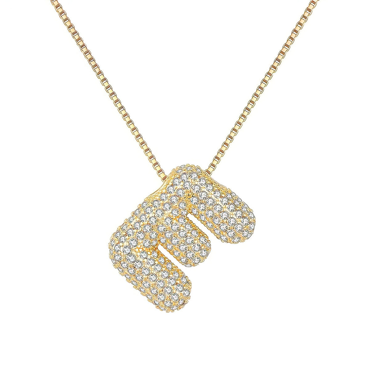 Colar Letra Bubble Cravejada em Zircônia Banhado em Ouro 18K