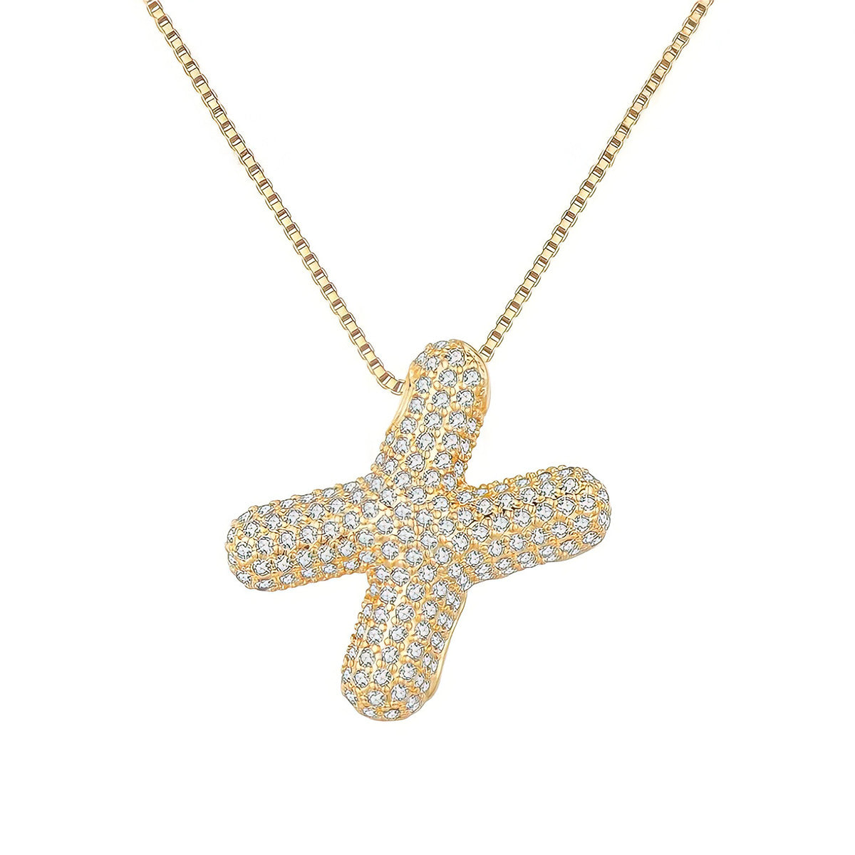 Colar Letra Bubble Cravejada em Zircônia Banhado em Ouro 18K