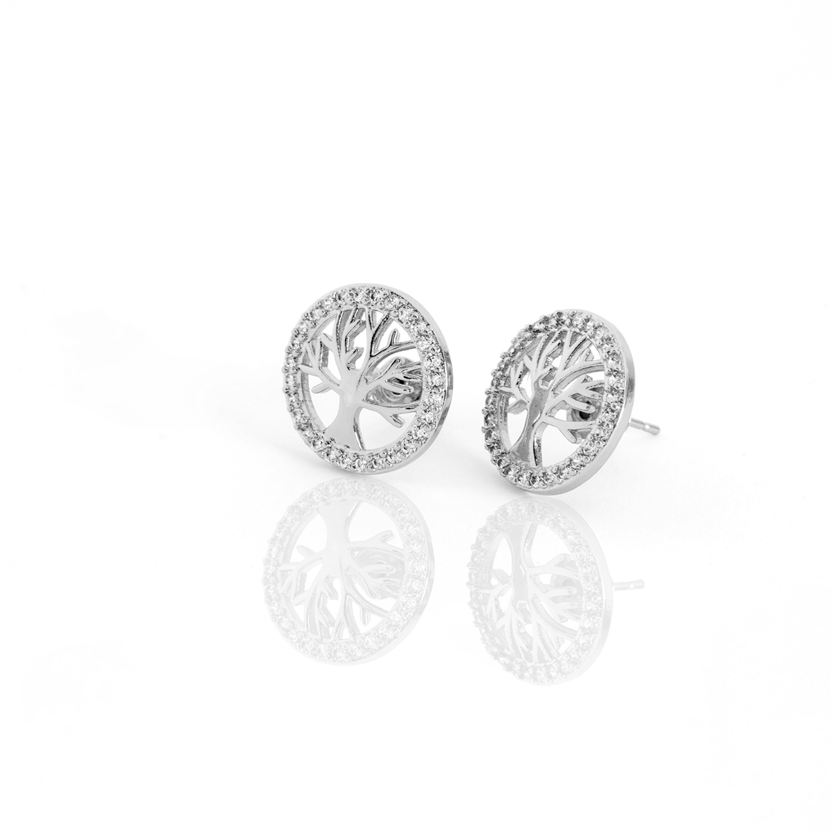 Brinco Redondo Galho Cravejado Banhado