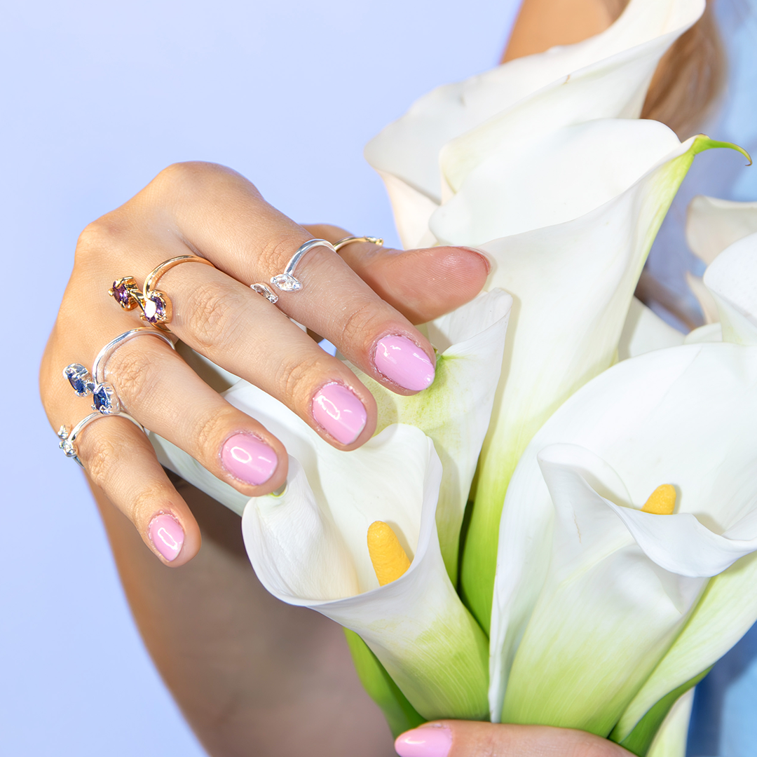 Anel 2 Cristais Artificiais Ágata Azul Banhado