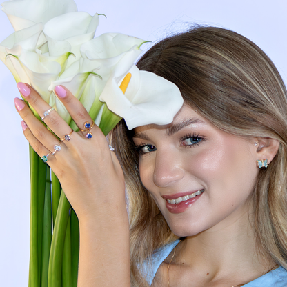 Anel Cristais Artificiais  Iolita Banhado