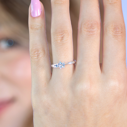 Anel Cristal Artificial Formato Estrela Banhado