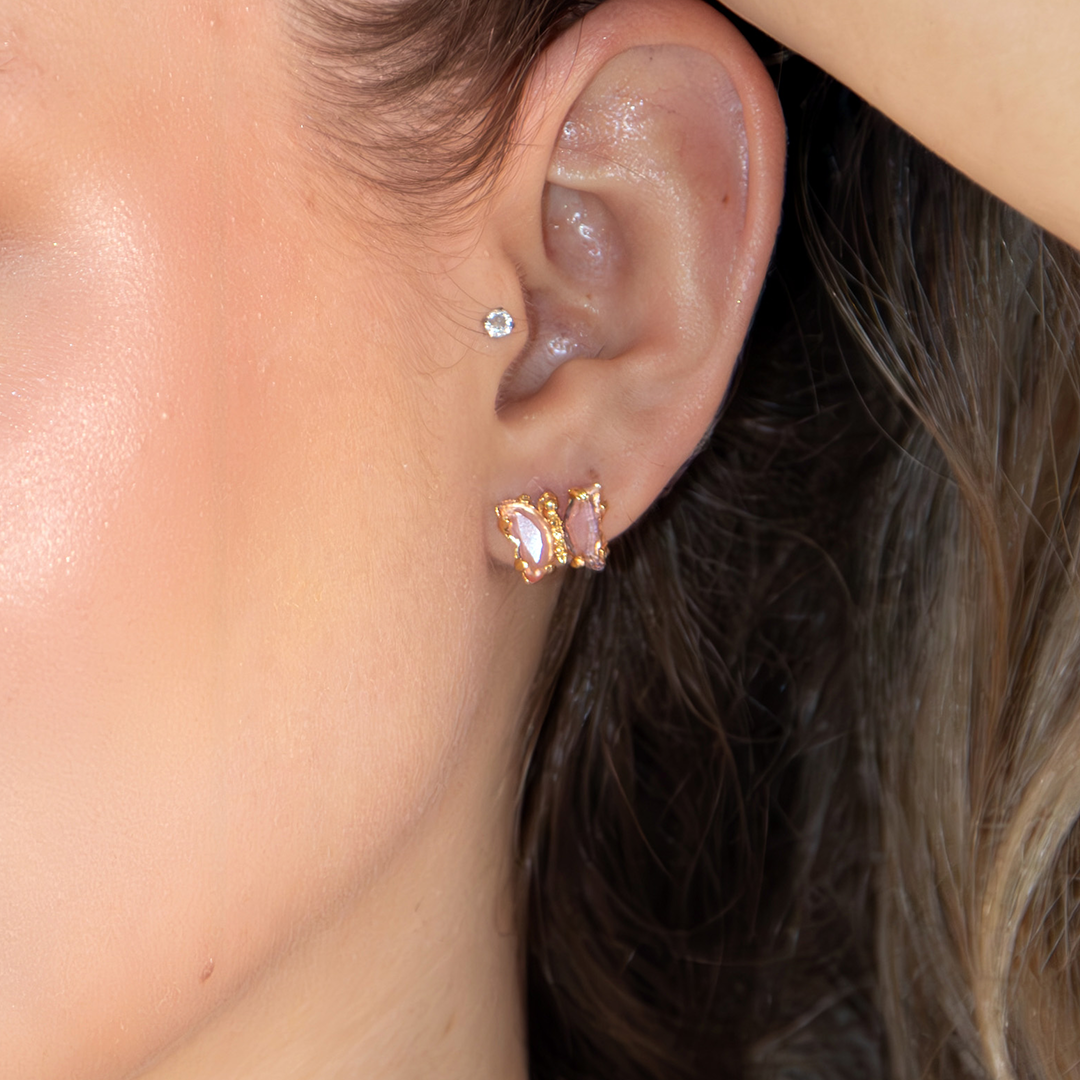 Conjunto Colar e Brinco Borboleta Quatzo