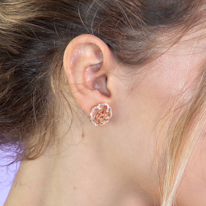 Brinco Flor Encanto Cravejado Banhado