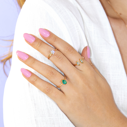 Anel Cristal Artificial Formato Estrela Banhado