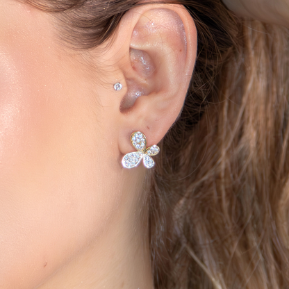 Brinco Borboleta Luz Cravejada Banhado