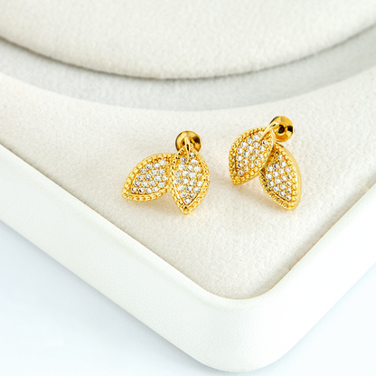 Brinco Folhas Cravejadas Banhado