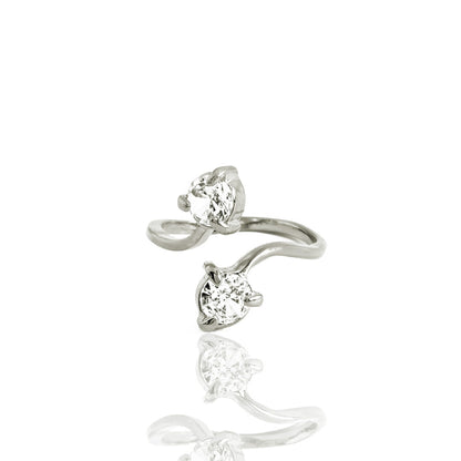 Anel 2 Cristais Artificiais Banhado