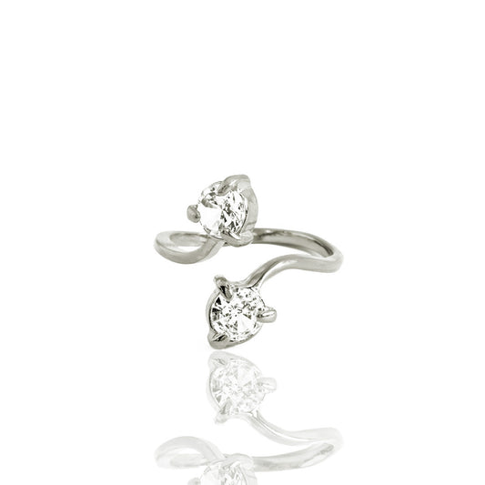 Anel 2 Cristais Artificiais Banhado