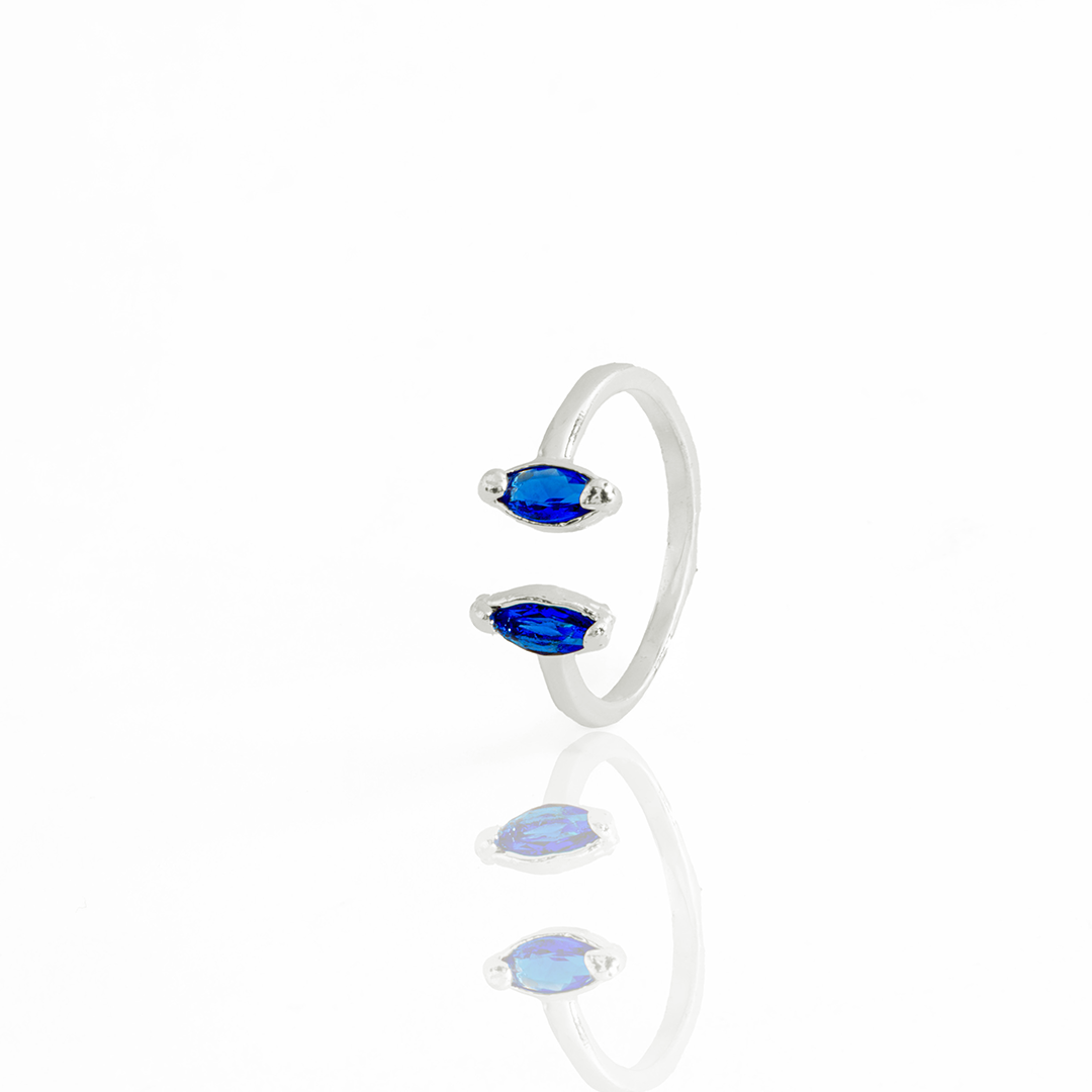 Anel Cristais Artificiais Gota Sodalita Banhado