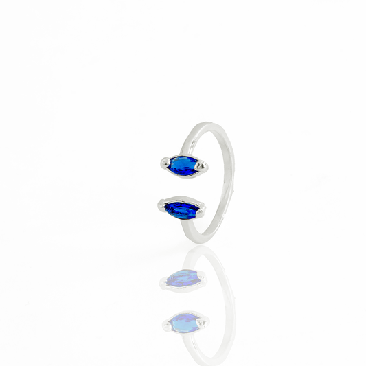 Anel Cristais Artificiais Gota Sodalita Banhado