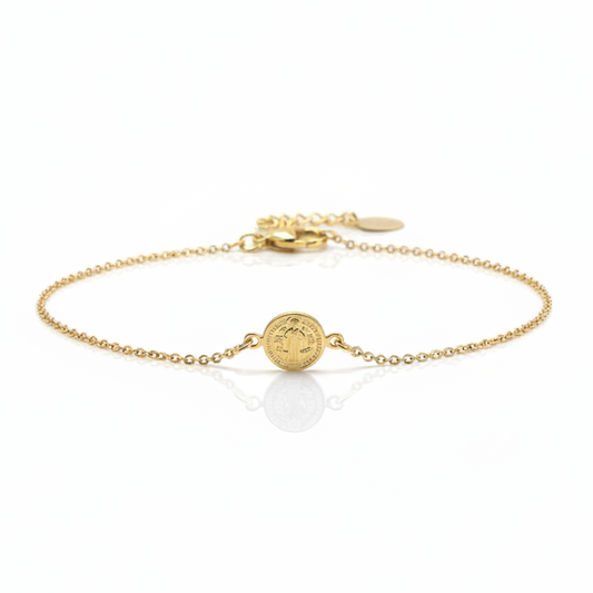 Pulseira Corrente Grumet São Bento Banhado a Ouro 18K