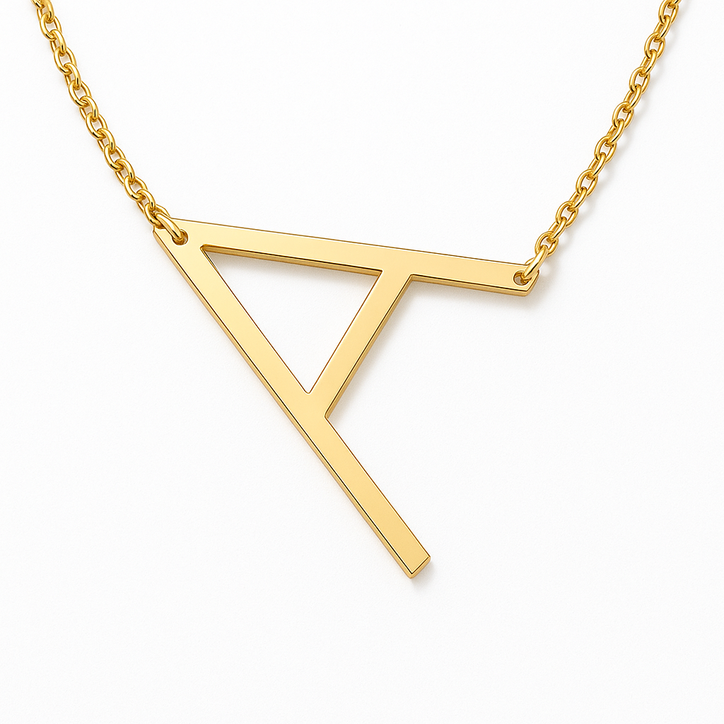 Colar Inicial de Letra Banhado em Ouro 18K