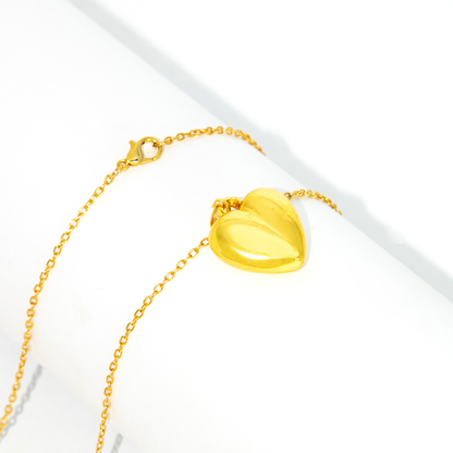 Colar com Pingente de Coração Grande Banhado a Ouro 18k