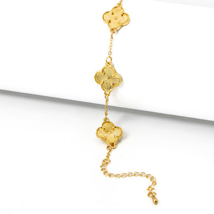 Pulseira 5 Folhas de Trevos Banhado em Ouro 18K