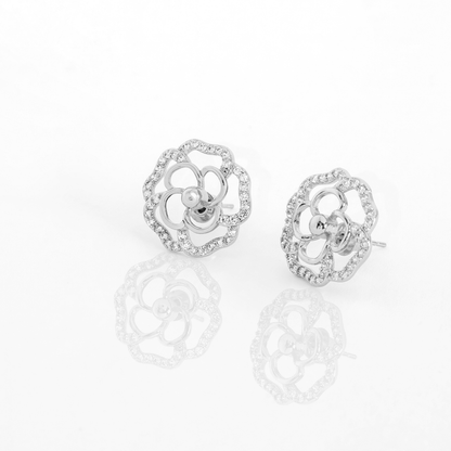 Brinco Flor Encanto Cravejado Banhado