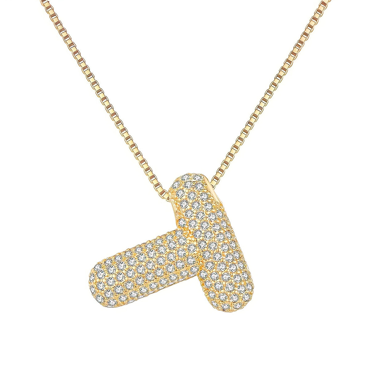 Colar Letra Bubble Cravejada em Zircônia Banhado em Ouro 18K