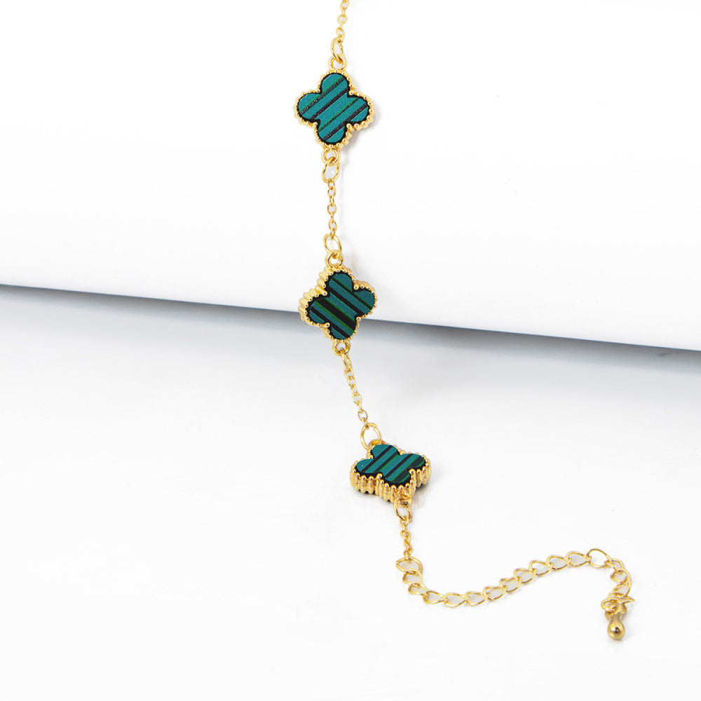 Pulseira 5 Folhas de Trevos Banhado em Ouro 18K