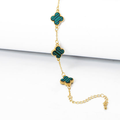 Pulseira 5 Folhas de Trevos Banhado em Ouro 18K