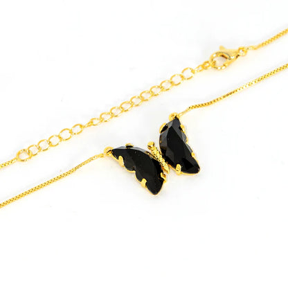 Conjunto Colar e Brinco Borboleta Turmalina Negra
