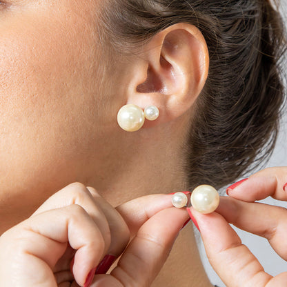 Brinco Pérola Médio Pino Aço Inoxidável