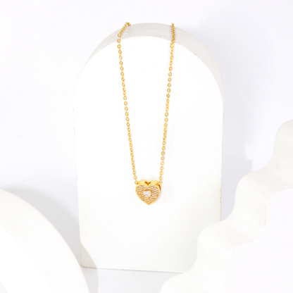 Corrente de Pingente Coração Cravejado Delicado Banhado