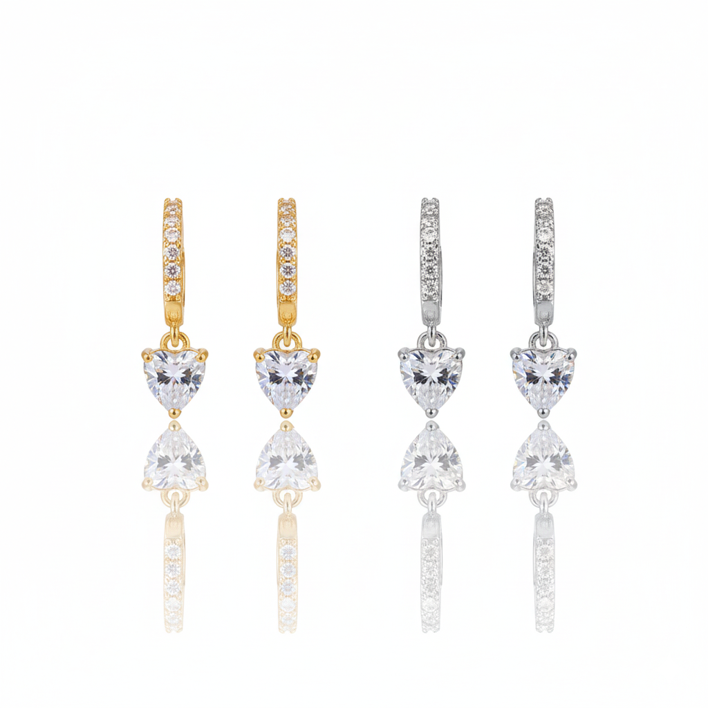 Brinco Argola Pingente Coração Grande Banhado