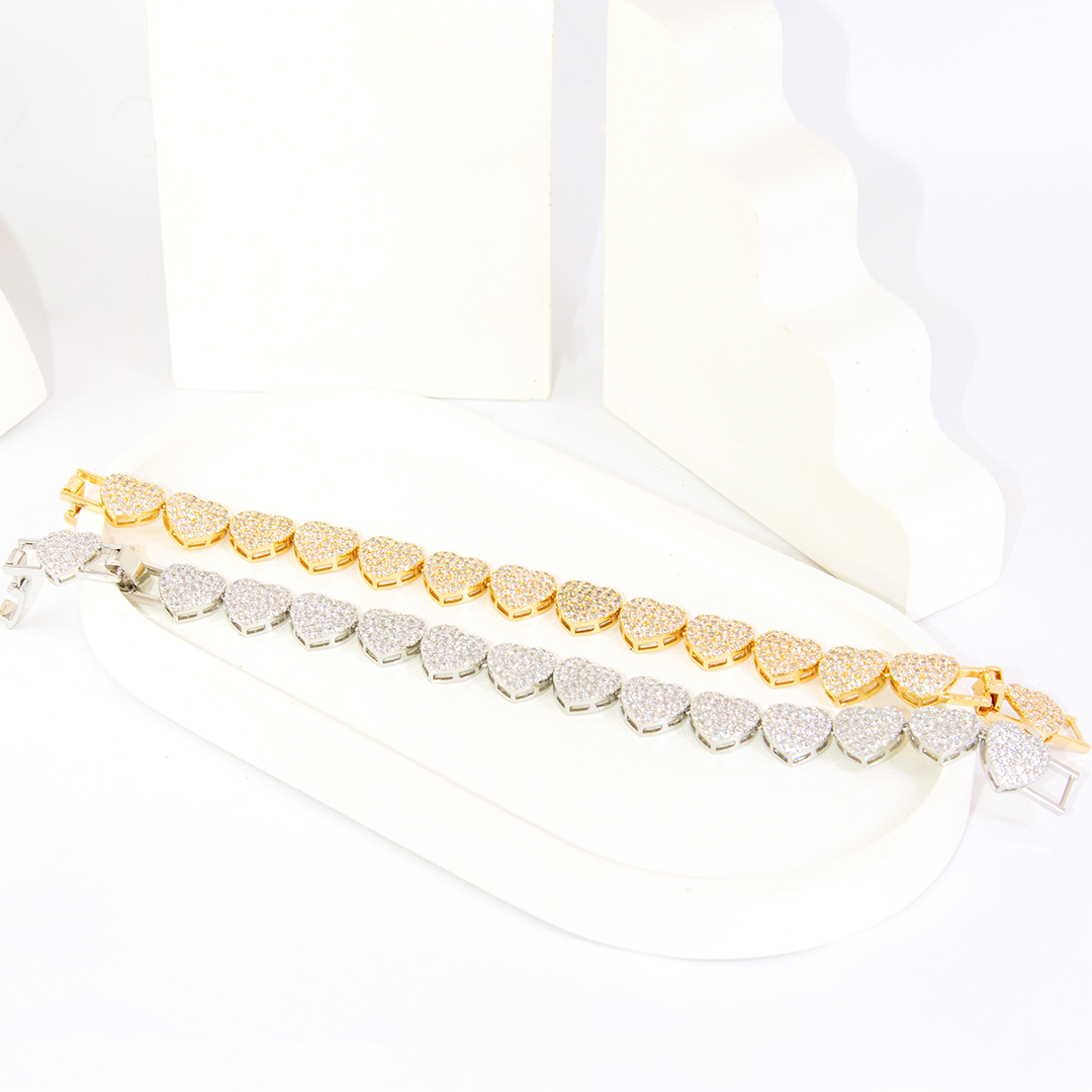 Bracelete Elo Coração Fecho Gaveta Ganhado