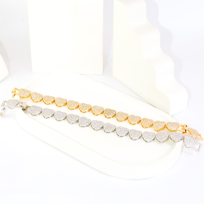 Bracelete Elo Coração Fecho Gaveta Ganhado