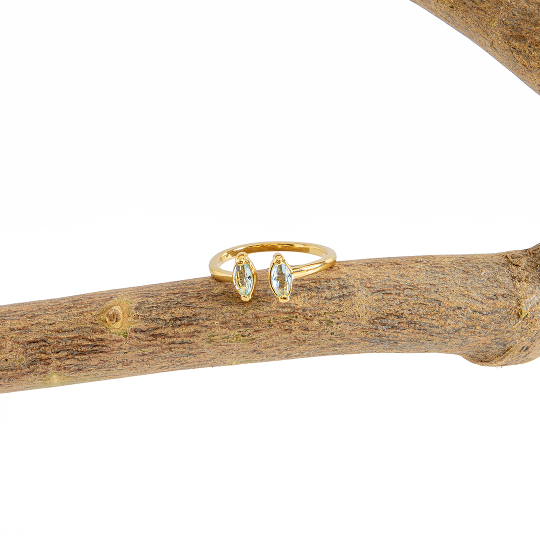 Anel Cristais Artificiais Gota Amazonita Banhado