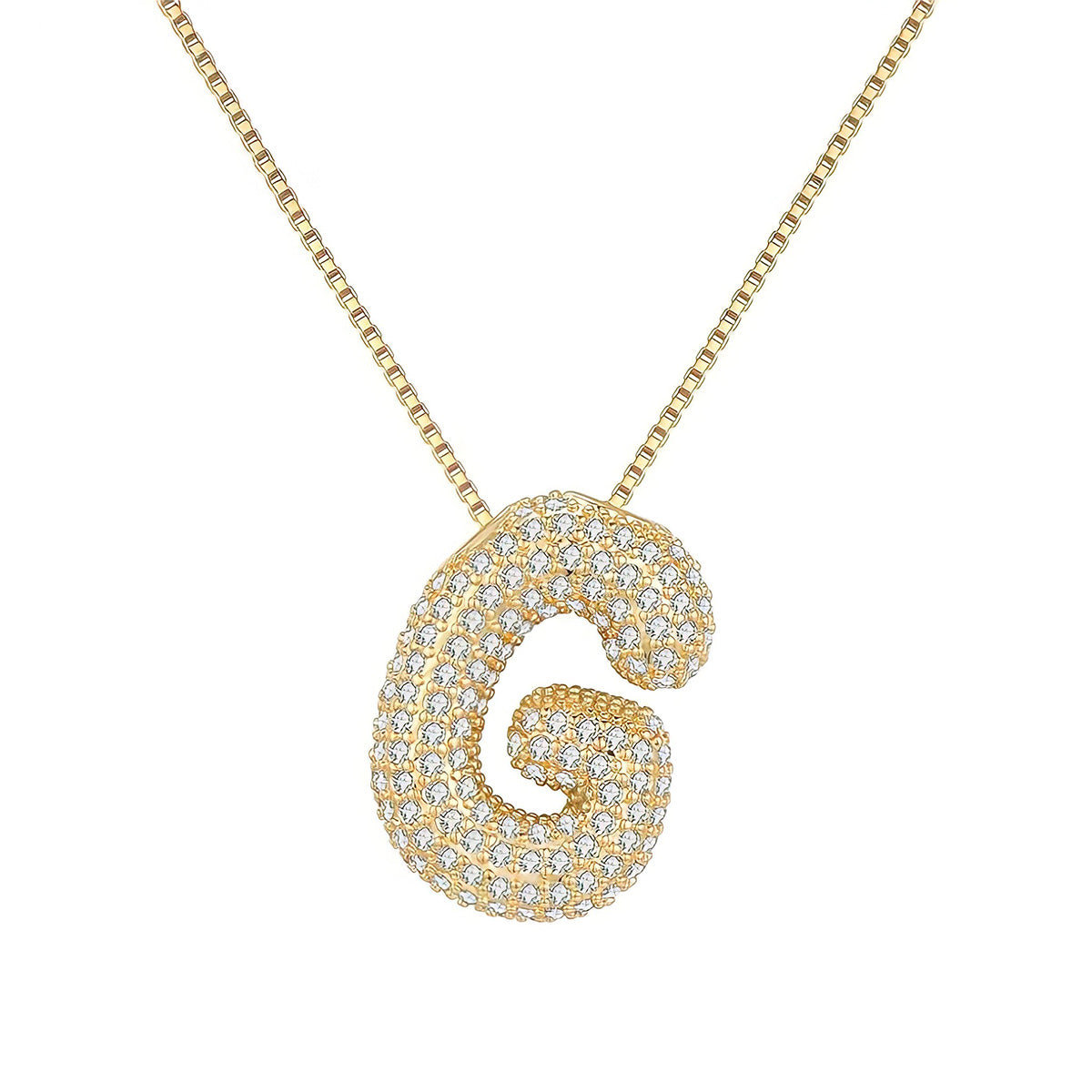 Colar Letra Bubble Cravejada em Zircônia Banhado em Ouro 18K