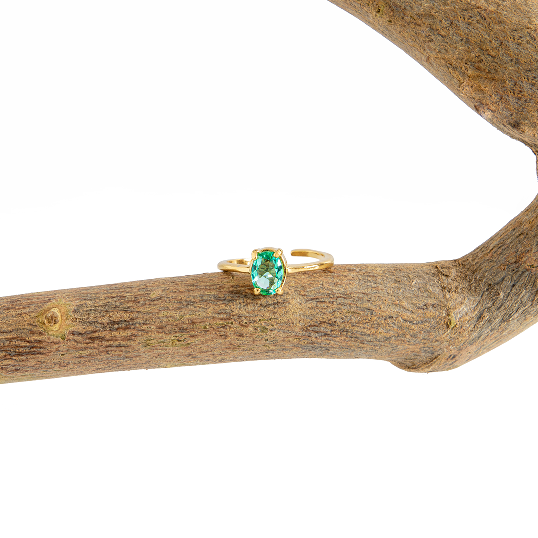 Anel Cristais Artificiais  Aventurina Banhado